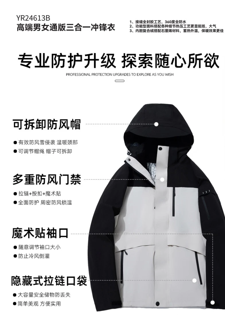男女通版三合一冲锋衣 YR24613B产品册配图