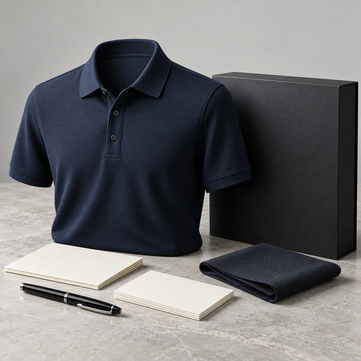 高端POLO衫、礼盒及品牌文具组合示意
